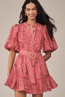 Farm Rio x Anthropologie Short-Sleeve Button-Front Mini Dress