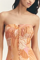 Farm Rio x Anthropologie Linen Blend Strapless Drop-Waist Maxi Dress