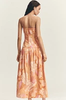 Farm Rio x Anthropologie Linen Blend Strapless Drop-Waist Maxi Dress