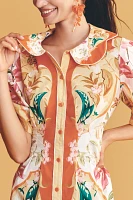 Farm Rio x Anthropologie Cotton Puff-Sleeve Button-Front Mini Dress