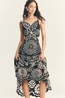 Farm Rio x Anthropologie 3D Floral Linen Midi Dress