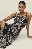 Farm Rio x Anthropologie 3D Floral Linen Midi Dress