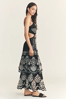 Farm Rio x Anthropologie 3D Floral Linen Midi Dress