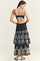 Farm Rio x Anthropologie 3D Floral Linen Midi Dress