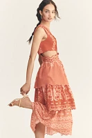 Farm Rio x Anthropologie Eyelet Tiered Ruffle Midi Dress