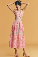 Farm Rio x Anthropologie Cotton Cutout Maxi Dress