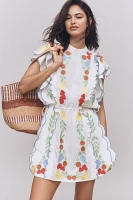 Farm Rio x Anthropologie Embroidered Ruffle mini Dress