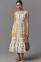 Farm Rio x Anthropologie Sleeveless Scallop-Trim Printed Midi Dress