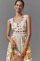 Farm Rio x Anthropologie Sleeveless Scallop-Trim Printed Midi Dress