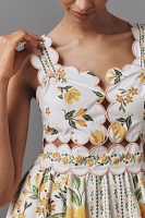 Farm Rio x Anthropologie Sleeveless Scallop-Trim Printed Midi Dress