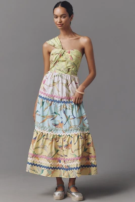 Farm Rio x Anthropologie One-Shoulder Tiered Midi Dress