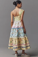 Farm Rio x Anthropologie One-Shoulder Tiered Midi Dress