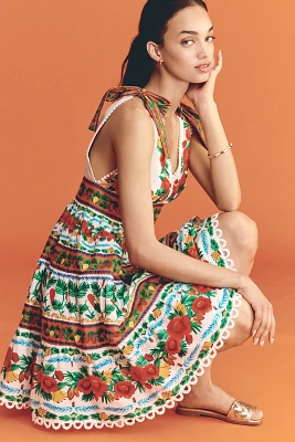 Farm Rio x Anthropologie V-Neck Tiered Mini Dress