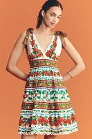 Farm Rio x Anthropologie V-Neck Tiered Mini Dress