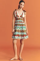 Farm Rio x Anthropologie V-Neck Tiered Mini Dress