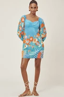 Farm Rio x Anthropologie Linen Blend Printed Mini Dress