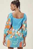 Farm Rio x Anthropologie Linen Blend Printed Mini Dress