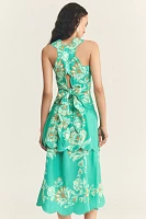 Farm Rio x Anthropologie Scalloped Halter Linen Blend Dress