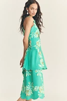 Farm Rio x Anthropologie Scalloped Halter Linen Blend Dress