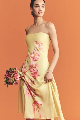 Farm Rio x Anthropologie Strapless Printed Midi Slip Dress