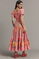 Farm Rio x Anthropologie Tiered Puff-Sleeve Midi Dress