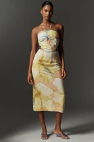 Farm Rio x Anthropologie Floral Printed Linen Blend Halter Midi Dress