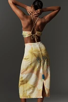 Farm Rio x Anthropologie Floral Printed Linen Blend Halter Midi Dress