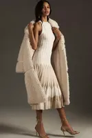 By Anthropologie Pleated Drop-Waist Knit Midi Dress