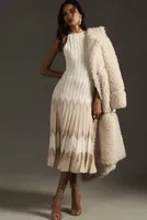 By Anthropologie Pleated Drop-Waist Knit Midi Dress