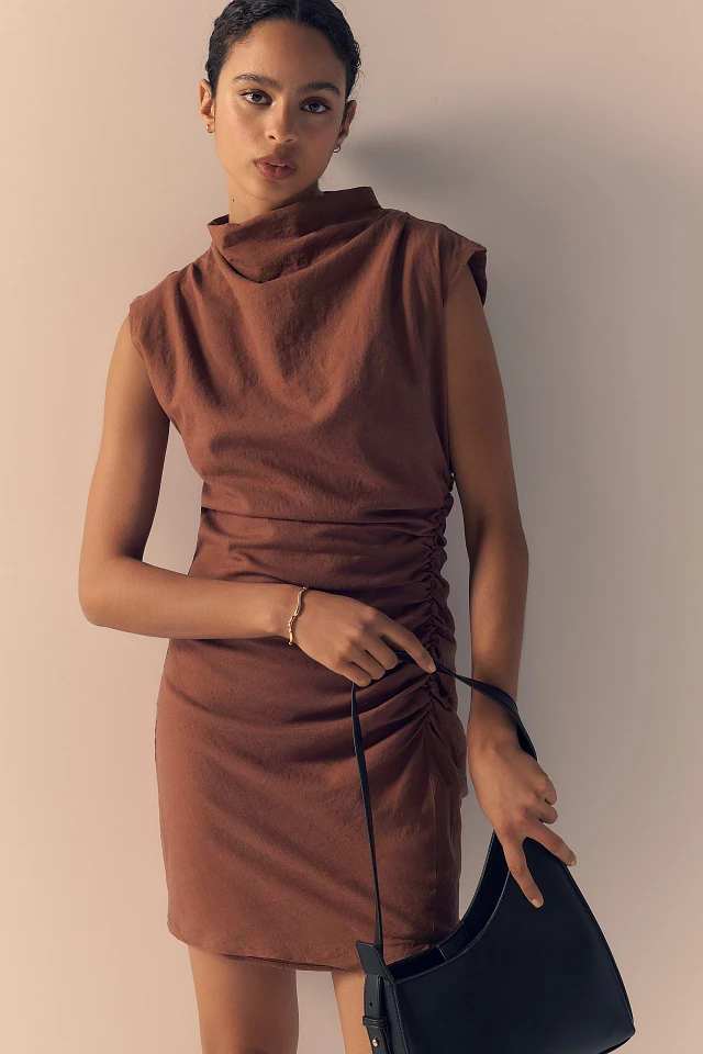 anthropologie the maya ruched cowl neck dress The Maya Ruched Cowl-Neck Dress