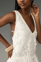 By Anthropologie Sleeveless V-Neck Lace Swing Mini Dress