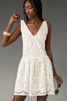 By Anthropologie Sleeveless V-Neck Lace Swing Mini Dress