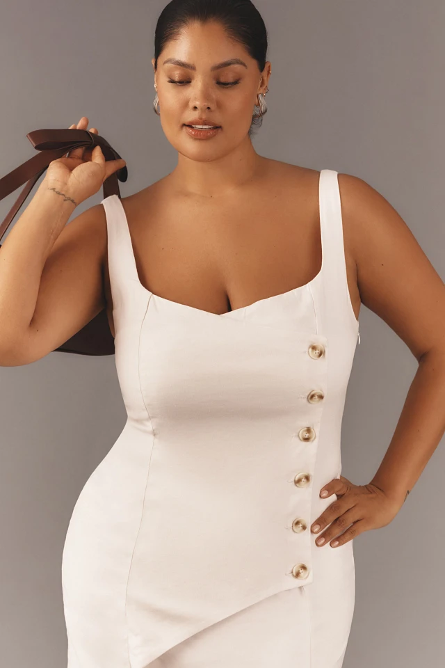 white linen aline dress A-line Linen Dress CHILOE in Natural Melange
