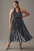 By Anthropologie Halter Pleated Midi Dress