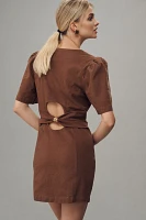 Maeve Puff-Sleeve Back-Cutout Mini Dress