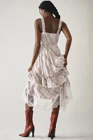 The Bobbi Asymmetrical Ruffle Tiered Midi Dress