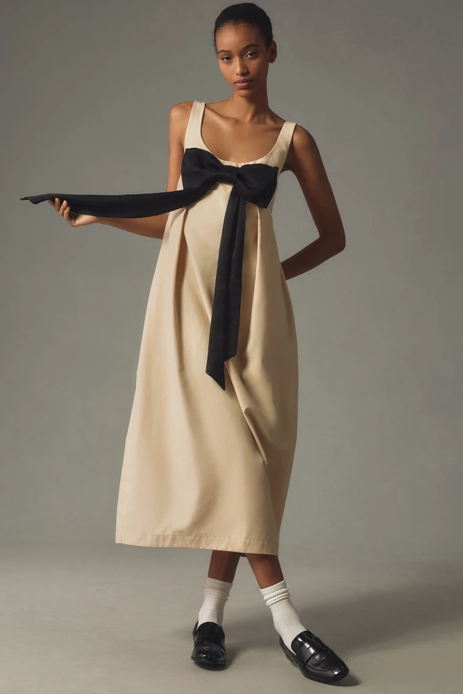 Maeve Bow Barrel Column Midi Dress