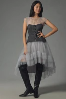 By Anthropologie Sheer Tulle Corset Twofer Midi Dress