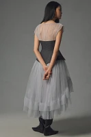 By Anthropologie Sheer Tulle Corset Twofer Midi Dress