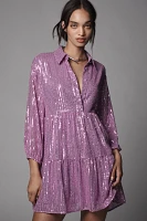 The Bettina Tiered Shirt Dress by Maeve: Mini Sequin Edition