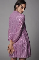 The Bettina Tiered Shirt Dress by Maeve: Mini Sequin Edition