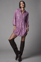 The Bettina Tiered Shirt Dress by Maeve: Mini Sequin Edition