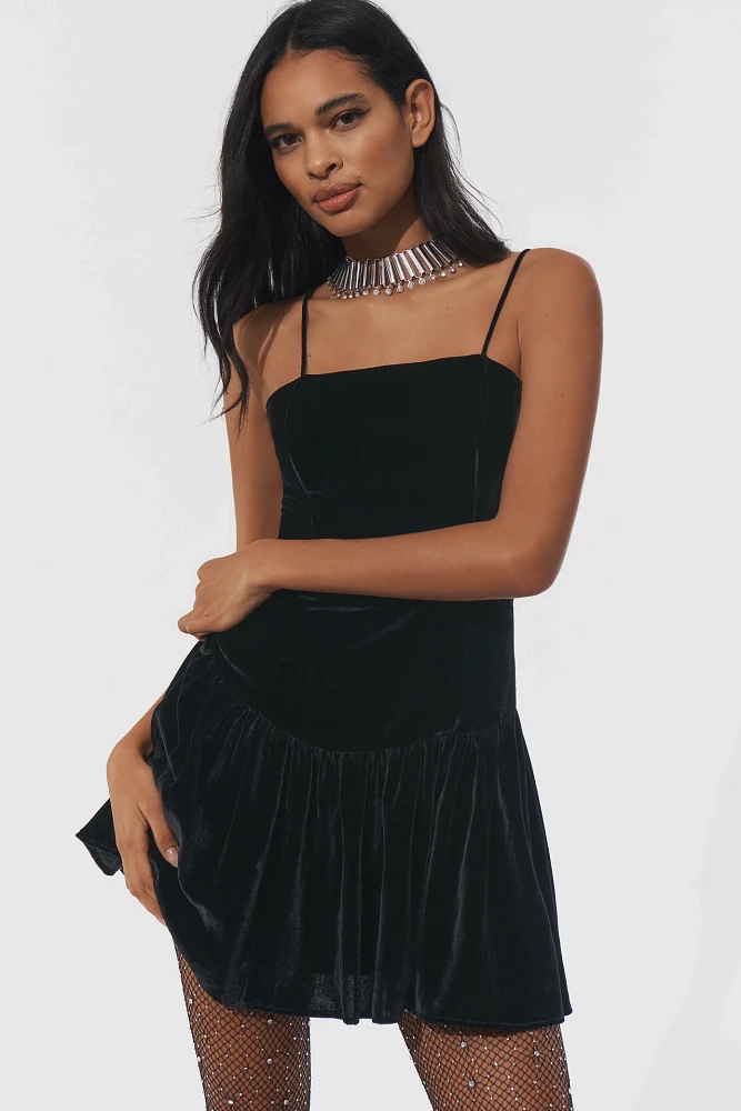 Maeve Drop-Waist Velvet Mini Dress