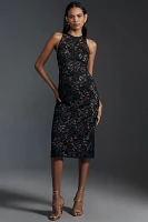 By Anthropologie Halter Lace Slim Midi Dress