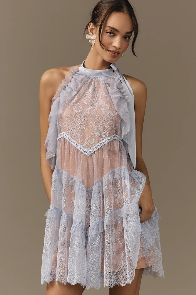 By Anthropologie Lace Tunic Halter Dress