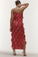 By Anthropologie Bias-Cut Ruffled Midi Dress