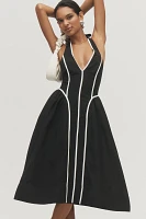 By Anthropologie Halter V-Neck Fit & Flare Midi Dress