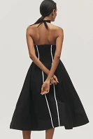 By Anthropologie Halter V-Neck Fit & Flare Midi Dress