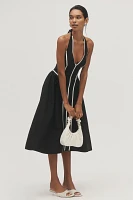 By Anthropologie Halter V-Neck Fit & Flare Midi Dress