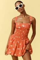 By Anthropologie Square-Neck Smocked Mini Dress
